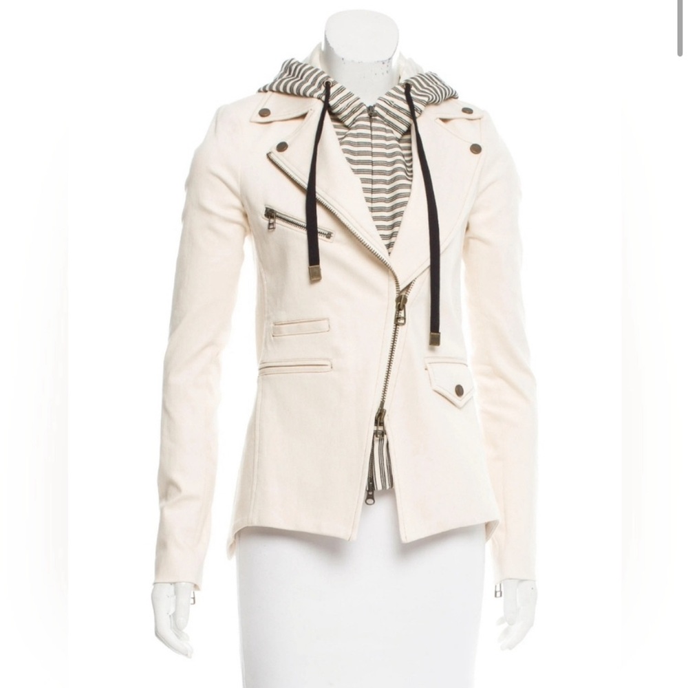 Womens veronica beard hadley moto jacket size 4 with marlo eyelet hoodie dickie